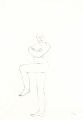 Figur auf einem Bein stehend, 1993, originale Bleistiftzeichnung, 30 x 20 cm